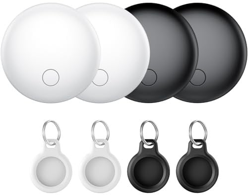 Smart Air Traceur Tag Lot de 4, Compatible avec Apple Localiser (iOS Uniquement), Air Localisateurs Tags pour Valises Portefeuilles Clés Sacs, 100dB Bip, Suivi Mondial, IP68, Batterie Remplaçable