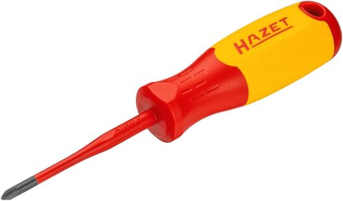 HAZET VDE-Screwdriver 811KV-PH1, PH1 Phillips, with Protection Insulation up to 1000V, Protective Cap, Anti-roll Design, Color Code'.