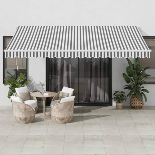 NQJIBUE Markise Automatik versenkbar mit LED Anthrazit & Weiß 450x300cm