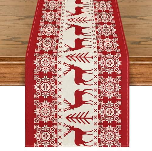 Artoid Mode Rentier Weihnachten Tischläufer, Winter Xmas Küche Tisch Dekoration Drinnen Urlaub Party Dekor 40x180 cm