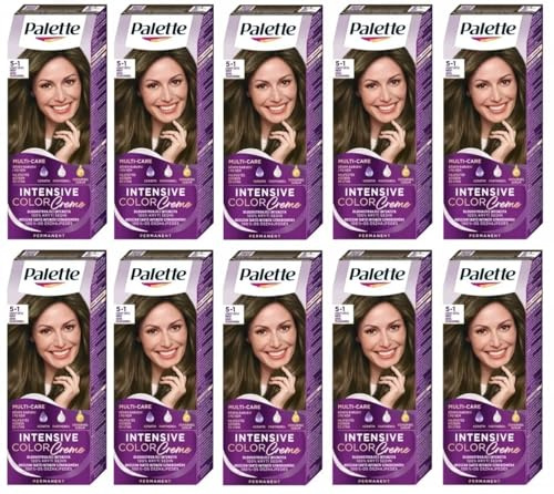 (Pack de 10) Palette Intensive Color Cream 5 – 1 Color marrón ceniza – Caja completa – con hoja de instrucciones en inglés