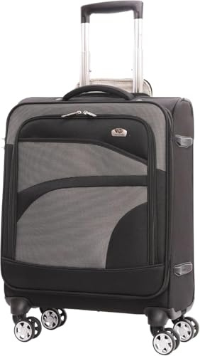 Aerolite 55x40x20 Expandable Ryanair Priority Cabin Suitcase, 4 Wheels | Expands to 55x40x23cm , Wizz Air Priority Max Size Hard Shell Cabin Luggage 55x40x20cm , Carry On Hand Luggage (Black/Grey)