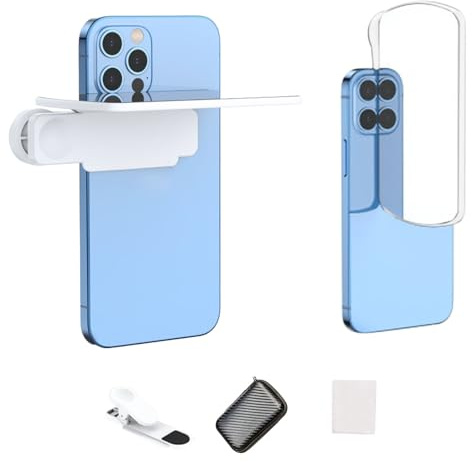 KLINNA Spiegeleffekt Objektiv Handy, Verstellbarer Kamera Clip als Selfie Gläser Für Handy, Klappspiegel aus HD-Glas für Atemberaubende Reflexionen – Erfassen Sie Sofort