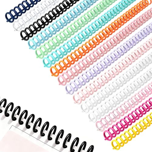 KIBBEH 15 Stück Kunststoff-Bindekämme Set - 14 Farben Mix inkl. 2x Weiß - 12 mm Spiralbindung für Dokumente, 30 Ringe - Perfekt für Hefte, Präsentationen & Akten - Länge anpassbar