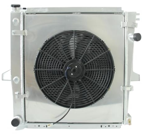 Radiateur avec carénage de ventilateur for Mustang V6 4.0L (2000-2001), en aluminium, 2 rangées.