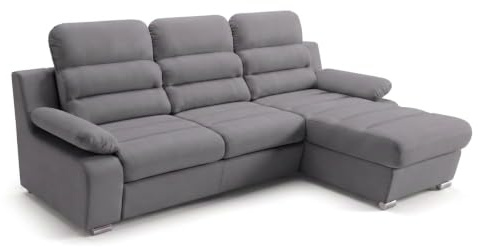 Robin Inspire Pavero Ecksofa Schlafsofa Dunkelgrau | L-Form Eckcouch mit Schlaffunktion, Bettkasten, Relaxfunktion, Kopfstützen, freistehendes Sofa, Wohnlandschaft