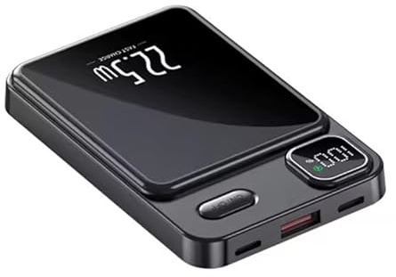 10000mAh Magnetic Qi Wireless Power Bank 22.5W Super Fast Charging, Portable Charger, PD20W Two-Way Fast Charge, LED Display Compatible with iPhone 15/15 Plus / 15 Pro / 15 Pro Max [BLACK]