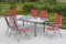 MERXX 7tlg. Amalfi Set, 6 Amalfi Klappsessel, Rückenlehne 5-Fach verstellbar, 1 Ausziehtisch, 140 (200) x 90 cm, Terracotta