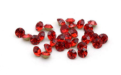 Vintageparts 30 Strasssteine in rot, 3 mm, DIY-Schmuck