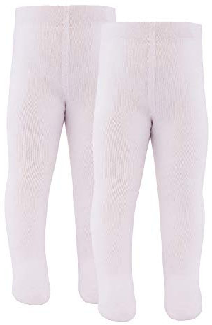 Ewers Baby- und Kinderstrumpfhose für Mädchen und Jungen 2er Pack, Made in Europe, Strumpfhose 98% Baumwolle Uni Basic Doppelpack,Weiß,86-92