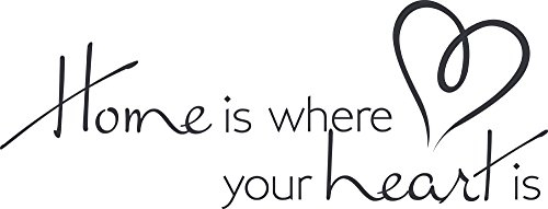 GRAZDesign Wandtattoo Wohnzimmer Sprüche Home is where your heart is, Wandaufkleber Familie - 79x30cm / 073 dunkelgrau