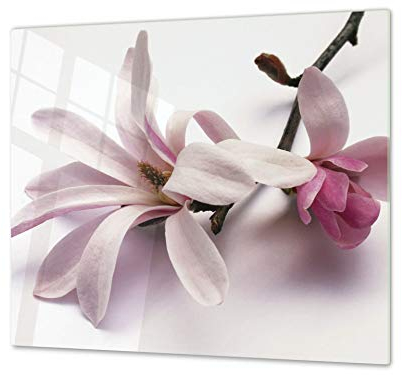Cubre vitros de cristal templado - Tabla para cortar de cristal – Tabla para amasar y protector de vitro – UNA PIEZA (60 x 52 cm) o DOS PIEZAS (30 x 52 cm); D06 Serie Flores: Flor 3