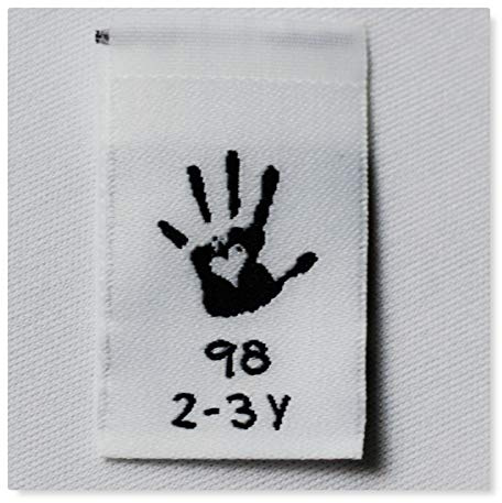 20 gewebte Grössenetiketten Kinder Baby Handmade Webetiketten zum einnähen viele Größen bestellbar (98)