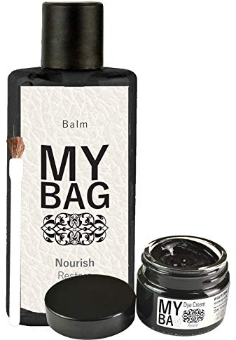 Black Handbag Care Kit for Leather - Balm & Scuff Dye Cream for use on Hangbags, Luggage, Shoes, Boots and Clothing (Black)