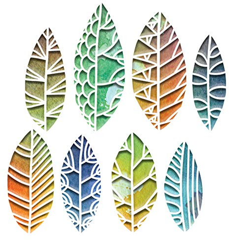 Sizzix Thinlits Stanzschablonen 8 STK 664431 Einzelne Blätter von Tim Holtz, Mehrfarben, Einheitsgröße