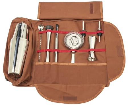 Barkeeper-Koffer mit Barzubehör, Edelstahl, Aufbewahrungstasche für Barzubehör, Set, Cocktail-Set, tragbar, Reise, Mixologie (4 Farben erhältlich)