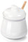 LEETOYI Honey Jar with Lid and Honey Dipper,Ceramic Honey pot,12oz (White)