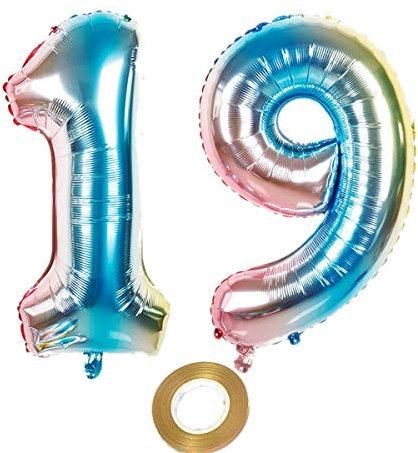 40 Zoll luftballons zahl 19 Regenbogen Mädchen 19. geburtstagsdeko Mädchen Nummer 19 Helium Zahlenballon 19 folienballon 19 XXL ballon 19 jahre Geburtstag Dekoration Mädchen 19 geburtstag deko (19)