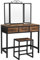 VASAGLE Schminktisch, Frisiertisch, Kosmetiktisch mit 3-teiligem Klappspiegel und 3 Schubladen, Stahlgestell, mit Hocker, Industrie-Design, vintagebraun-schwarz RVT02BX