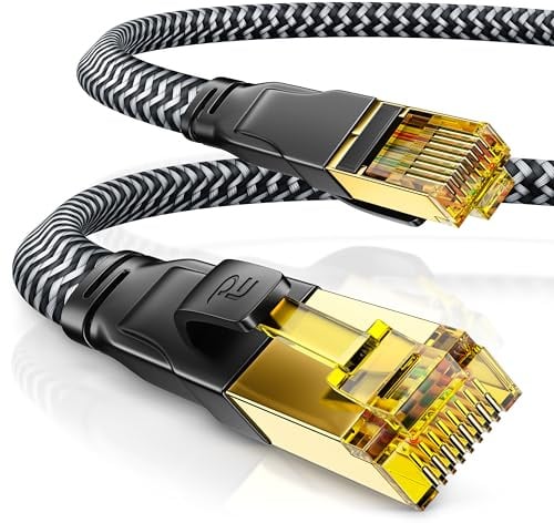 CSL - 20m CAT 7 Netzwerkkabel Flach und Dünn - Lan Kabel für 10 Gigabit High Speed, Internetkabel, Flachbandkabel, Verlegekabel - 10 Gbps Cat.7 RJ45 Kabel für Switch Router Modem PC, 20 Meter Schwarz