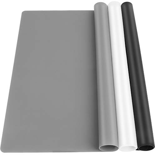 LEOBRO Silicone Mat for Resin, 3 Pack A3 Extra Large Silicone Sheet for Resin Mould, 30cm x 40cm Crafts Mat for Resin Casting Mold, Silicone Sheet, Heat-Resistant Mat, Black, Dark Gray, Transparent