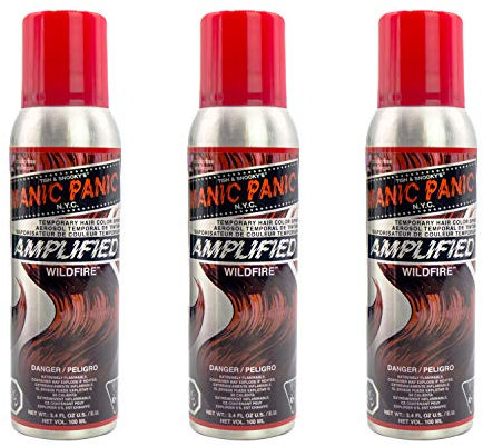 Manic Panic Wildfire Color Spray, Vegan, Cruelty Free, Temporary Red Hair Colour 3 x 100ml