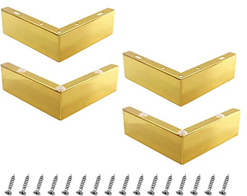 Cionyce 4 Pack Furniture Legs 2 Inch Height, Modern Design Furniture Feet Metal Sofa Legs Replacement for Sofa Coffee Table Cupboard Cabinet TV Stand Feet, Gold, 5.74 Inch Length