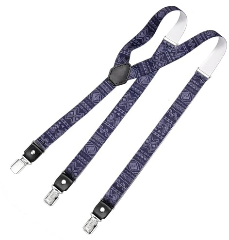 DonDon Hosenträger Herren Boho schmal 2,5 cm - Extra starke Clips für Anzug - Hosenträger Herren extra stark - Ideal für Männer oder Damen Rockabilly Suspenders