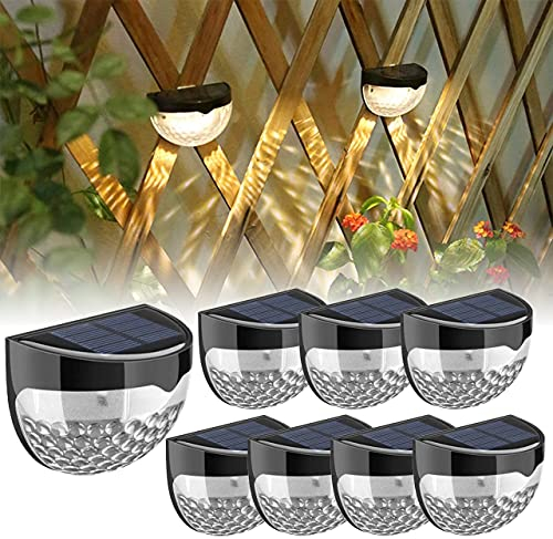 Gioyonil Led Außen Garten Solarlampen,IP65 Wasserdicht Solar Wandleuchte Zaun Solarleuchten Beleuchtung Dekoration für Garten Garage Balkon Wand Treppe Weg hinterhof,8 Stück