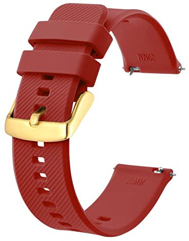 BISONSTRAP Uhrenarmband 18mm, Silikon Uhrenarmbänder mit Schnellverschluss für Männer Frauen (Wein Rot, Gold Schnalle)