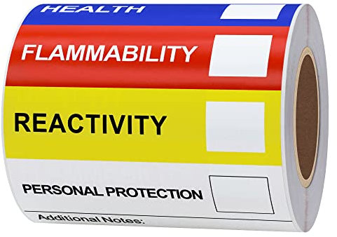 Aleplay SDS OSHA Persönliche Schutz-Etiketten für chemische Sicherheitsdaten, 10 x 15 cm, MSDS-Aufkleber mit GHS-Piktogrammen, HMIS- und Gefahrenkonform, 100 Aufkleber pro Rolle
