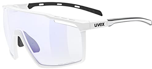 uvex mtn perform V - Sportbrille für Damen und Herren - selbsttönend - beschlagfrei - white matt/liteblue - one size