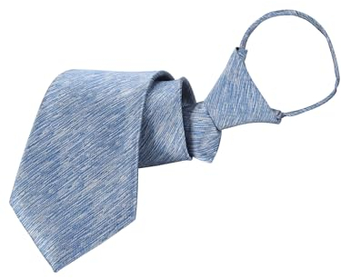 WANYING Herren 8cm 3,15 Klassische Reißverschluss Krawatte Vorgebundene Sicherheits Krawatte Businesskrawatte Formelle Business Hochzeit Länge 48cm - Gestreift Hellblau