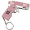 Rubber Band Gun Toy, Cool Keychain Metal Folding Rubber Gun with 50 Rubber Bands for Outdoor Activities Game, Gift for Kids Adults (pink)