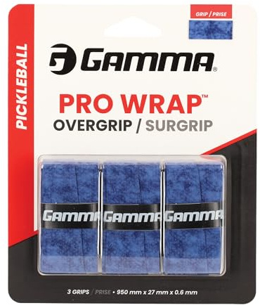 GAMMA Pickleball Pro Wrap Overgrip, extra klebrig, langlebig, feuchtigkeitsabsorbierend, Weiß, Blau