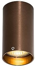 Qazqa Deckenstrahler, Deckenspot - Tuba - Dunkelbronze, max. 10W, Geeignet für LED, 5.6cm, Ideal als Küche lampe und Wohnzimmerlampe