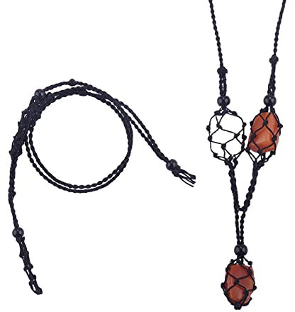 WEWAYSMILE Adjustable Necklace Cord Cage, Empty Stone Pendant Necklace Holders, Necklace Cord Pendant Necklace Holders, for Pendant Necklace Jewelry MakinG, Black(Total Length 48cm)