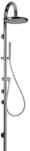 Colonne de douche Gessi Goccia avec thermostat en saillie, inverseur automatique, douche de tête, douchette à main anticalcaire, 33973, Coloris: chrome
