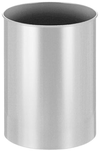 PROREGAL Stillvoller runder Metall Papierkorb | 30 Liter, HxØ 47x33,5cm | Silber