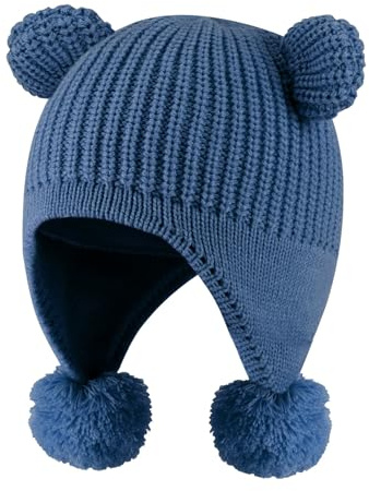 KAKU NANU Babymütze Wintermütze Mit Ohrenklappen Warm Beanie Mütze Kinder,Strickmütze Für Jungen Und Mädchen Einfarbig,Geeignet Für Kinder Im Alter Von 6 Monaten Bis 4 Jahren