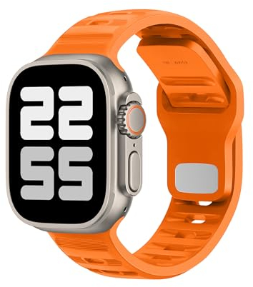 ELETTRONEO UC1 Correa Deportiva para Apple Watch Ultra 2 49mm, Series 10 46mm, 9 8 7 45mm 41mm, SE 6 5 4 44mm 40mm, 3 2 1 42mm 38mm Pulsera Strap, Naranja