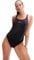 Speedo Women's HyperBoom Splice Muscleback Swimsuit | Classic Design | Quick Drying | Training | Fitness | Chlorine Resistant, Black/Electric Pink/USA Charcoal, 38