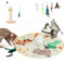 Lewondr Interaktives Katzenspielzeug, Katze Bälle mit Federn und Stäben, 4 in 1 Rotierendes Intelligenzspielzeug mit 3 Modi und Matte, USB-Ladung für Bewegung Training von Haustieren, Farbig