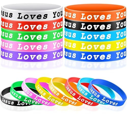keephen 100 Pcs Sport Bracelet pour Hommes Femmes Jésus Vous Aime Personnalisé Silicone Bracelets Fête D’anniversaire Danse Cheer Baseball Jeu Fournitures