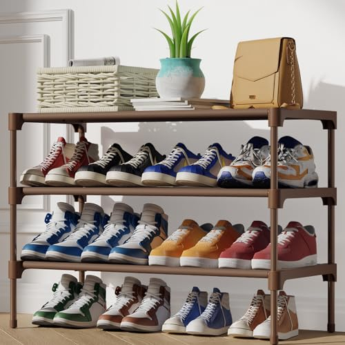 Kitsure Schuhregal für den Eingangsbereich - Stabiler & langlebiger Schuhschrank für den Schrank, platzsparendes schuhablage, 63 x 30 x 36 cm, Brown