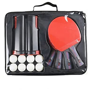 TJKIB Professionelles doppelseitiges Gummi-Tischtennisschläger-Set mit 4 Tischtennisschlägern + 1 Netz + 8 Bällen Tischtennisschläger