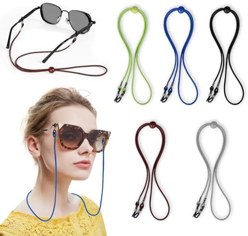 MEGAVOW 5 Stück Brillenband Schwimmfähig, Brillenkette Damen Herren, Einstellbarer Brillenbänder Brillenband Sport Brillen Kette Brillenschnur für Lesebrille Sonnenbrille Schutzbrille