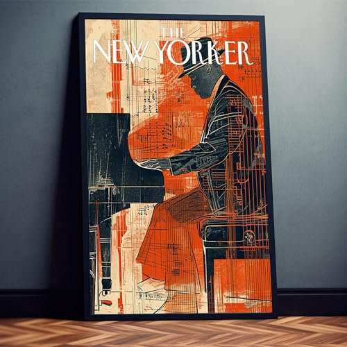 New Yorker Magazin Pianist mit Hut Kunstdruck Fotoposter Wanddekoration Wandbild, 50x70 cm