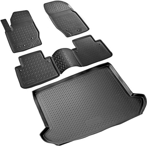 RECAMBO Gummimatten & Kofferraumwanne Set passend für Volvo XC90 I | 2002-2014 | 5 Sitze - 100% passgenaue Auto Fußmatten und Kofferraummatte aus hochwertigen rutschfesten TPE - Schwarz