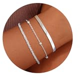 CASSIECA 3Pcs Armband Damen 925 Sterling Silber Armbänder Silver Armband Set Verstellbare Stapelbare Kettenarmband für Damen Mädchen